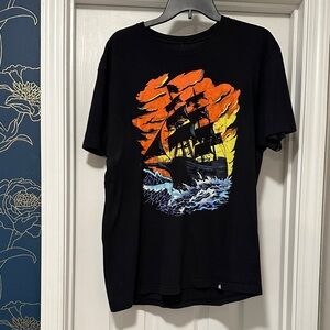 Men's Black Tee with Ship Graphic